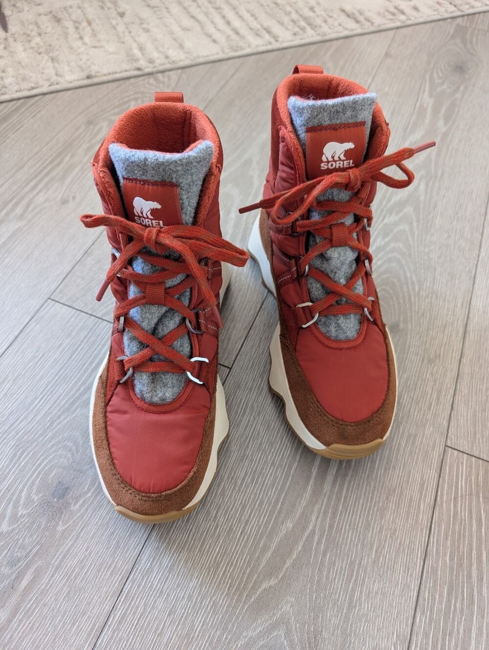 Burnt orange SOREL Women's Kinetic Impact Sport Waterproof Boot M7/W8. 5